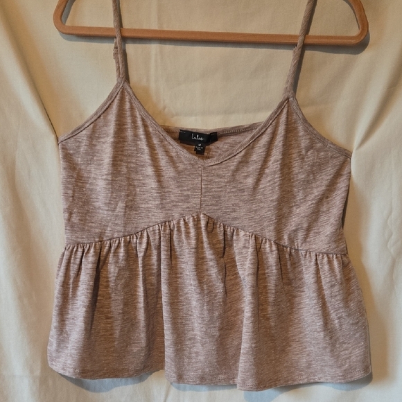 Lulu's Tan Peplum Tank Top Medium - Picture 1 of 8